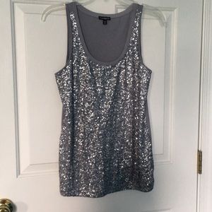 Express gray sequin tank